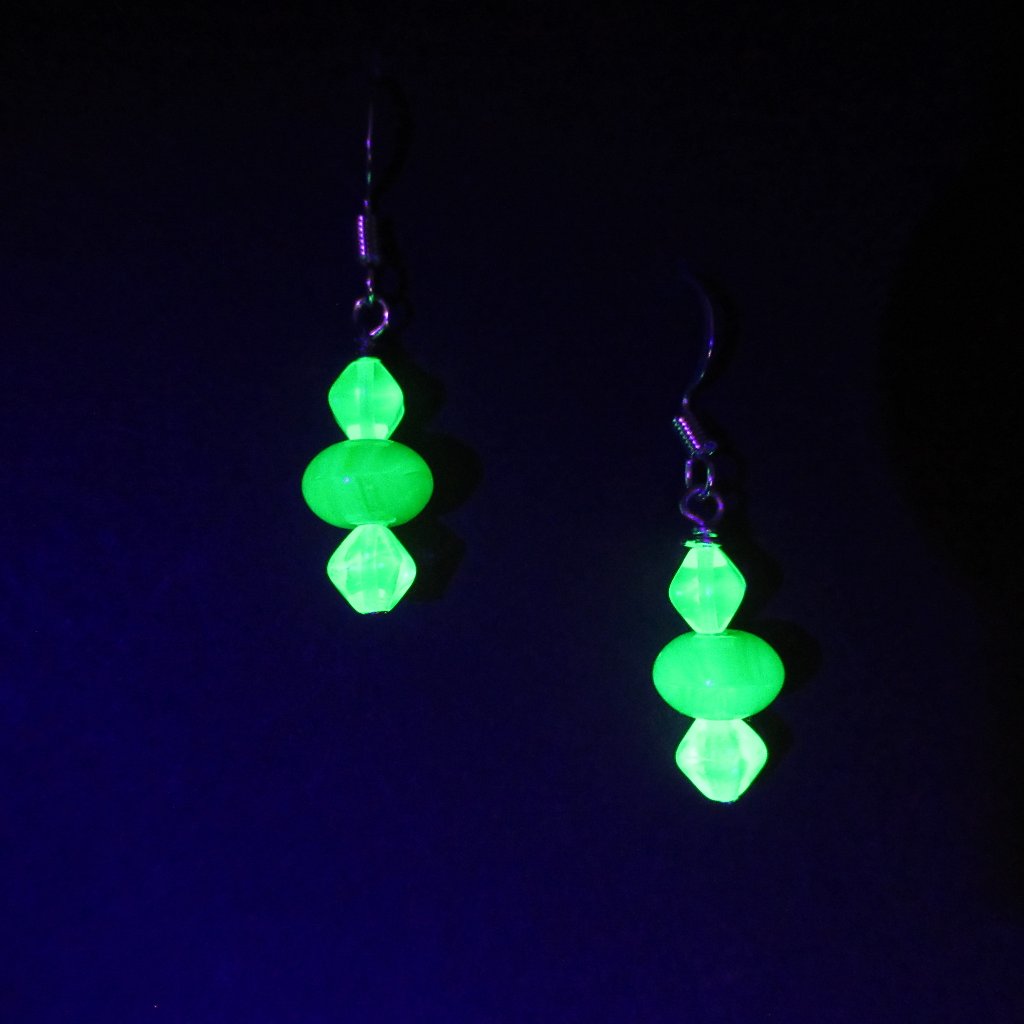 Uranium Glass Bead Earrings 15$